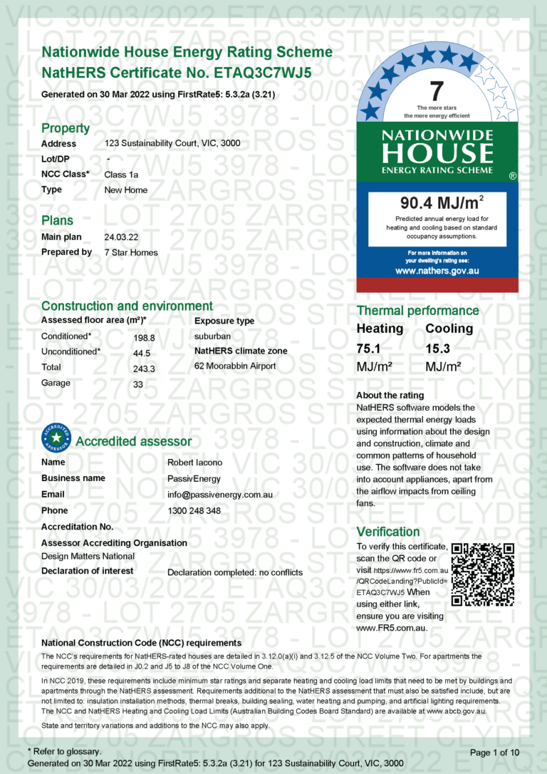 7 Star Energy Rating Report