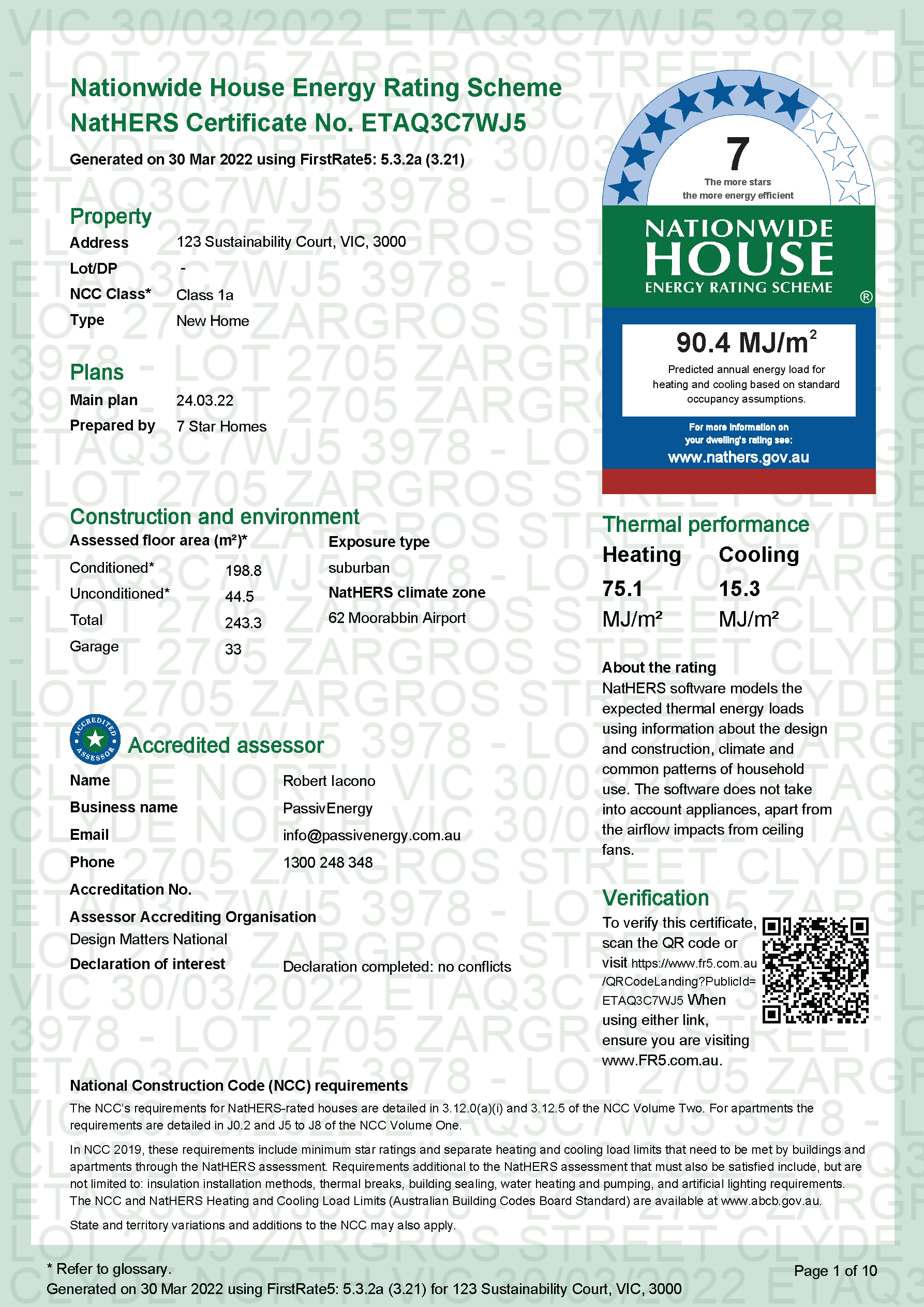 7 Star Energy Rating Report